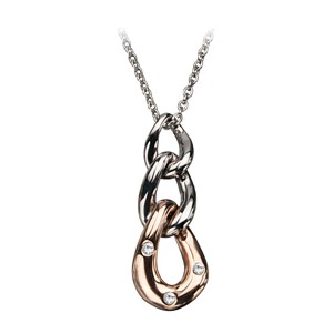 Rose Goldplated Steel Twist Pendant with Chain
